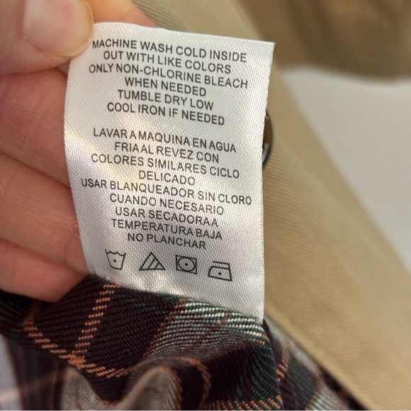 Copper Key Tan Trench Coat - Preppy Plaid Lining Jacket - Picture 6 of 7